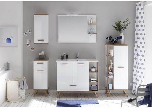 Valamukapp NOVENTA valge / tamm, 100,5x46xH87,5 cm