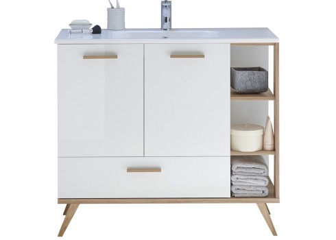 Valamukapp NOVENTA valge / tamm, 100,5x46xH87,5 cm