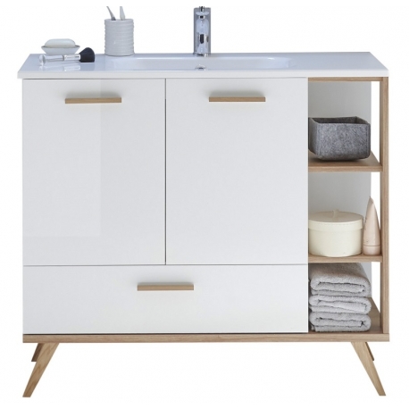 Valamukapp NOVENTA valge / tamm, 100,5x46xH87,5 cm