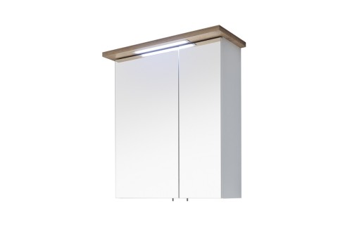 Peegelkapp NOVENTA valge / tamm, 60x20xH72 cm, LED