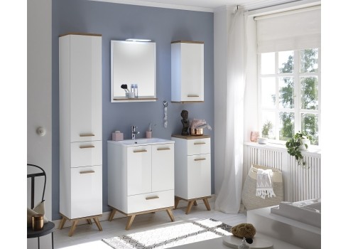 Vannitoamööbli komplekt NOVENTA valge / tamm, LED