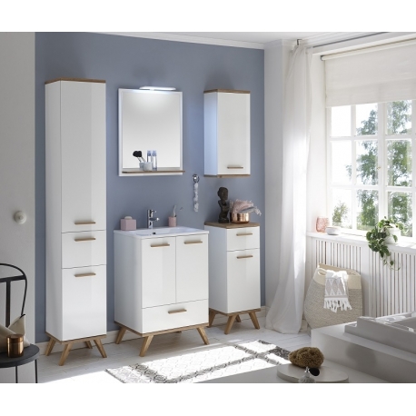 Vannitoamööbli komplekt NOVENTA valge / tamm, LED