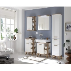 Vannitoamööbli komplekt NOVENTA valge / tamm, LED
