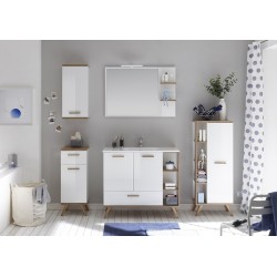 Vannitoamööbli komplekt NOVENTA valge / tamm, LED