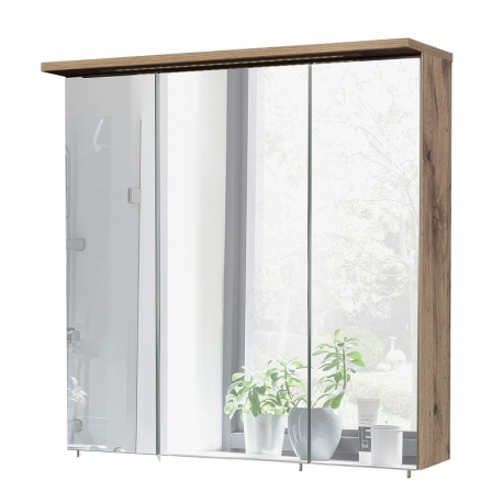 Peegelkapp MILAN tamm, 70,5x24xH72 cm, LED