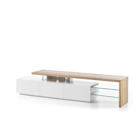 Tv-alus ALIMOS valge / tamm, 204x40xH44 cm