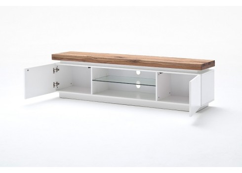 Tv-alus ROMINA valge / tamm, 175x40xH49 cm, LED