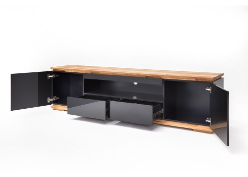 Tv-alus CHIARO must läige/ tamm, 202x40xH54 cm