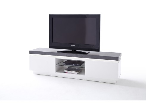 Tv-alus ATLANTA valge / hall, 175x40xH48 cm, LED
