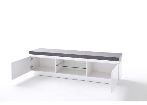 Tv-alus ATLANTA valge / hall, 175x40xH48 cm, LED