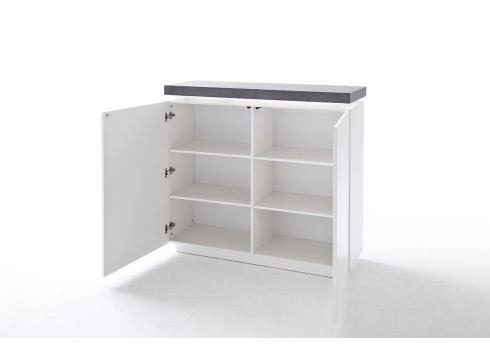 Kummut ATLANTA valge / hall, 120x40xH113 cm, LED
