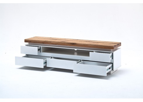 Tv-alus ROMINA valge / tamm, 175x40xH49 cm, LED