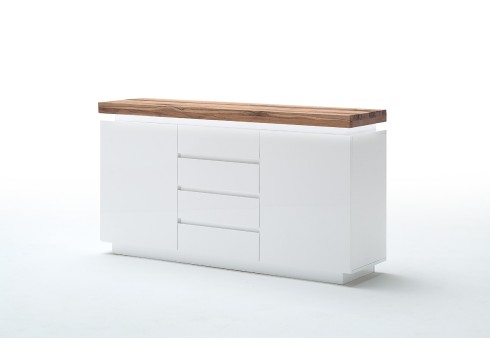 Kummut ROMINA valge / tamm, 150x40xH81 cm, LED