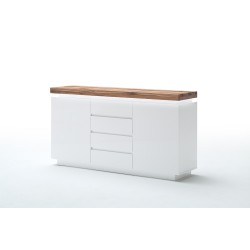 Kummut ROMINA valge / tamm, 150x40xH81 cm, LED