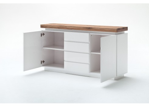 Kummut ROMINA valge / tamm, 150x40xH81 cm, LED