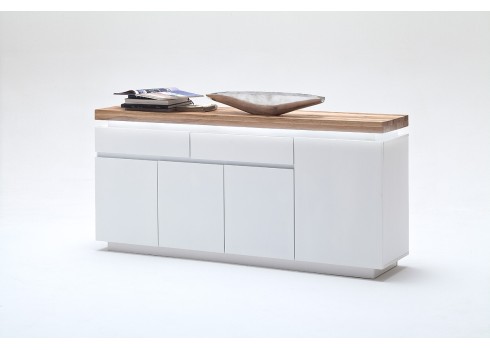 Kummut ROMINA valge / tamm, 175x40xH81 cm, LED