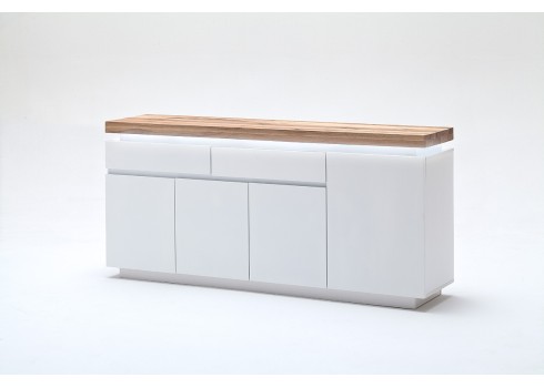 Kummut ROMINA valge / tamm, 175x40xH81 cm, LED