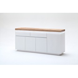 Kummut ROMINA valge / tamm, 175x40xH81 cm, LED