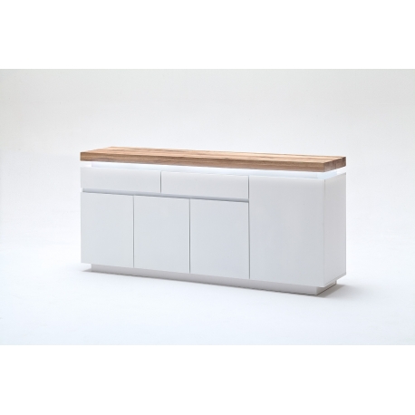 Kummut ROMINA valge / tamm, 175x40xH81 cm, LED