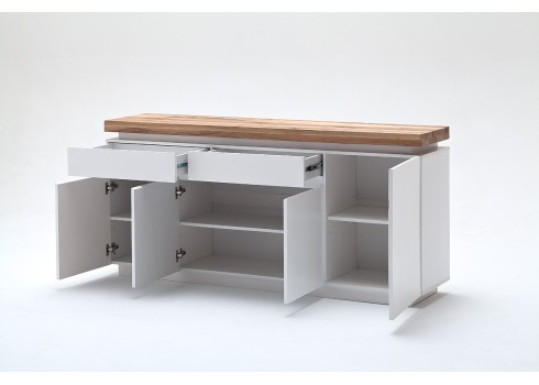 Kummut ROMINA valge / tamm, 175x40xH81 cm, LED