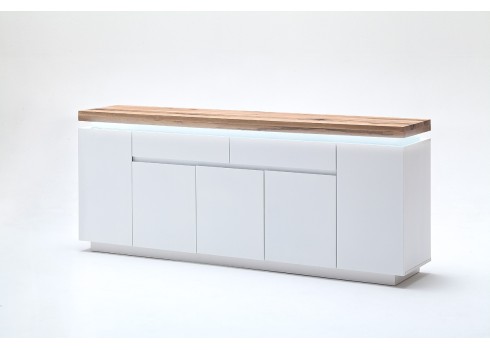 Kummut ROMINA valge / tamm, 200x40xH81 cm, LED