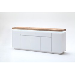 Kummut ROMINA valge / tamm, 200x40xH81 cm, LED