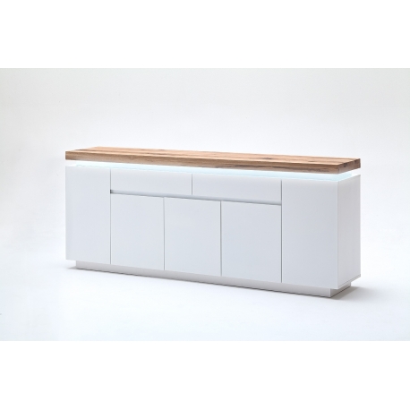 Kummut ROMINA valge / tamm, 200x40xH81 cm, LED