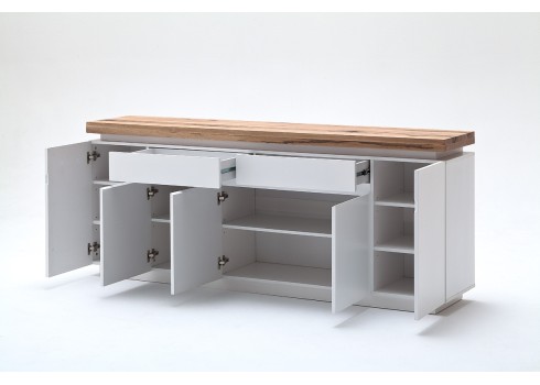 Kummut ROMINA valge / tamm, 200x40xH81 cm, LED