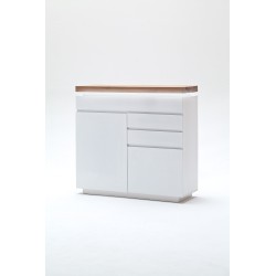 Kummut ROMINA valge / tamm, 120x40xH114 cm, LED