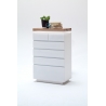 Kummut ROMINA valge / tamm, 73x40xH114 cm, LED