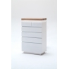 Kummut ROMINA valge / tamm, 73x40xH114 cm, LED