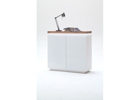 Kummut ATLANTA valge / tamm, 120x40xH114 cm, LED