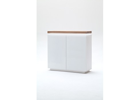 Kummut ATLANTA valge / tamm, 120x40xH114 cm, LED