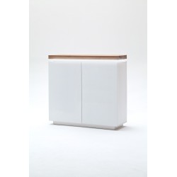 Kummut ATLANTA valge / tamm, 120x40xH114 cm, LED