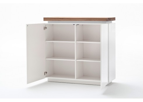 Kummut ATLANTA valge / tamm, 120x40xH114 cm, LED