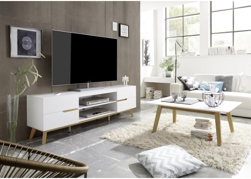 Tv-alus CERVO valge / tamm, 169x40xH56 cm