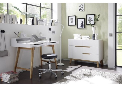 Kummut CERVO valge / tamm, 97x40xH76 cm