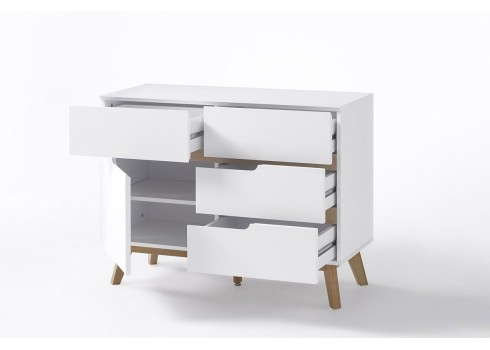 Kummut CERVO valge / tamm, 97x40xH76 cm