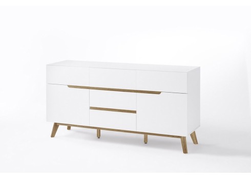 Kummut CERVO valge / tamm, 145x40xH76 cm