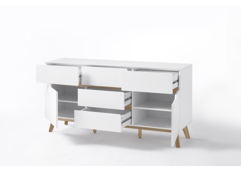 Kummut CERVO valge / tamm, 145x40xH76 cm