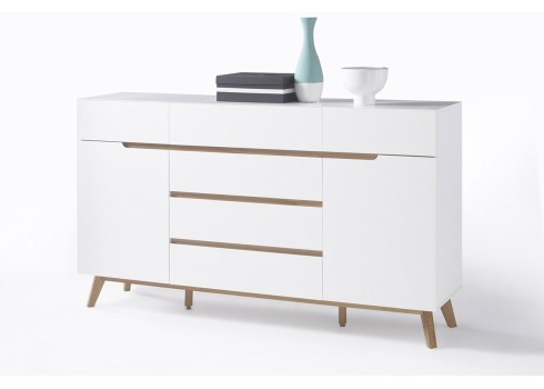 Kummut CERVO valge / tamm, 169x40xH101 cm