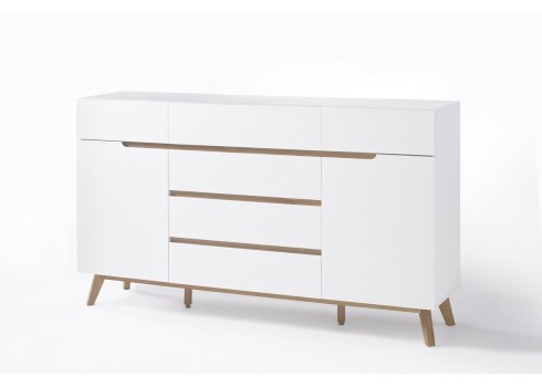 Kummut CERVO valge / tamm, 169x40xH101 cm