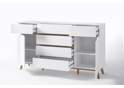 Kummut CERVO valge / tamm, 169x40xH101 cm