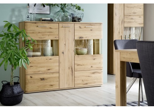 Vitriinkapp SANTORI tamm, 150x37x121 cm