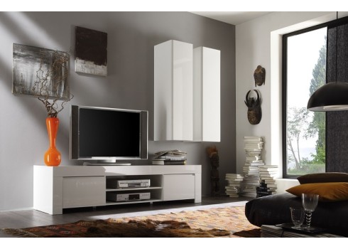 Tv-alus AMALFI valge läikega, 190x50xH45 cm