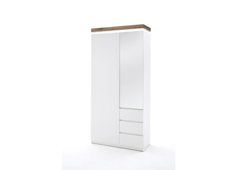 Esikukapp ROMINA valge / tamm, 91x38xH198 cm, LED