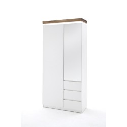 Esikukapp ROMINA valge / tamm, 91x38xH198 cm, LED