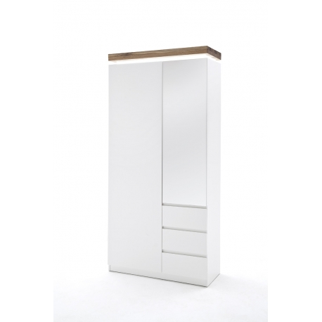 Esikukapp ROMINA valge / tamm, 91x38xH198 cm, LED