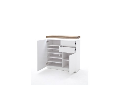 Kummut ATLANTA valge / tamm, 91x38xH97 cm, LED