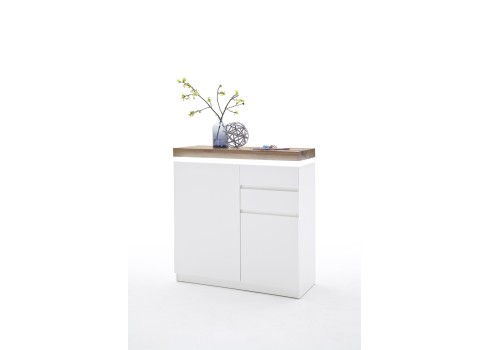 Kummut ATLANTA valge / tamm, 91x38xH97 cm, LED